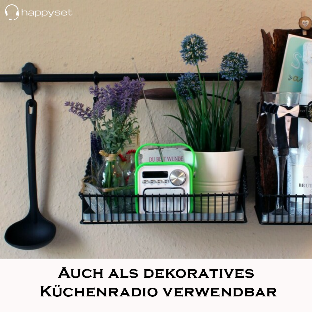 Bluetooth Lautsprecher Grün mit Radio für Küche Bad Büro